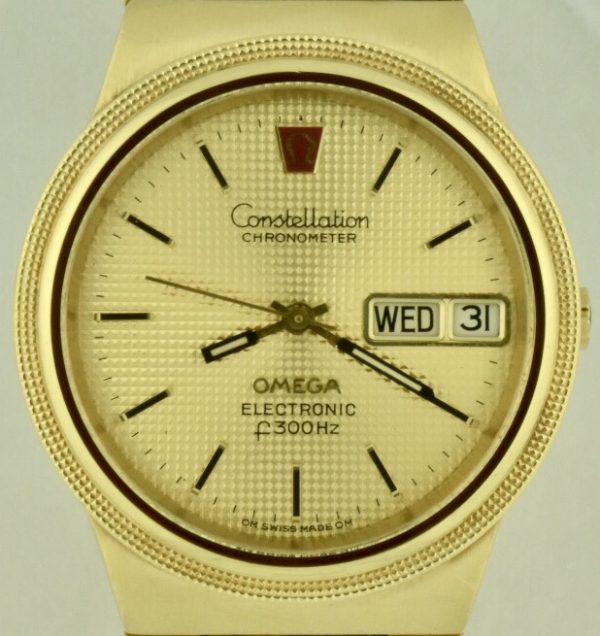 Omega constellation f300hz electronic 18k gold quartz watch for sale