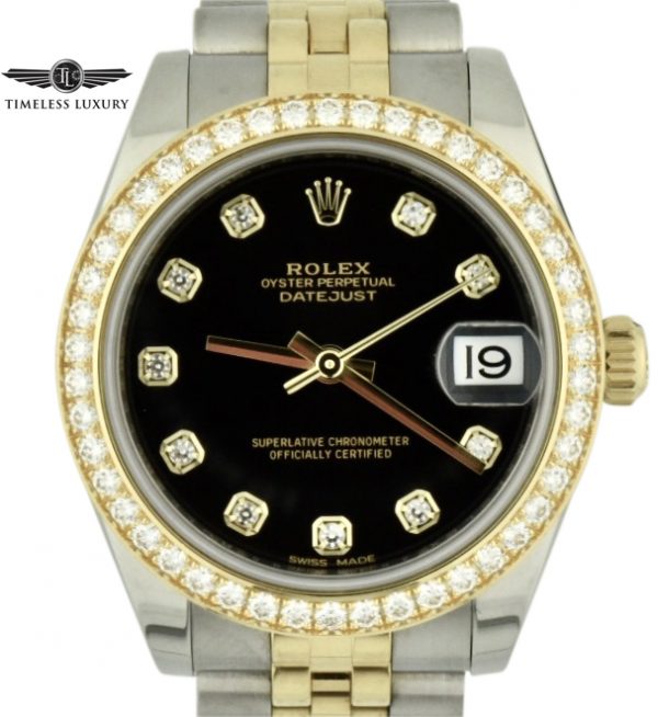 Ladies rolex datejust 31 178383 diamond bezel