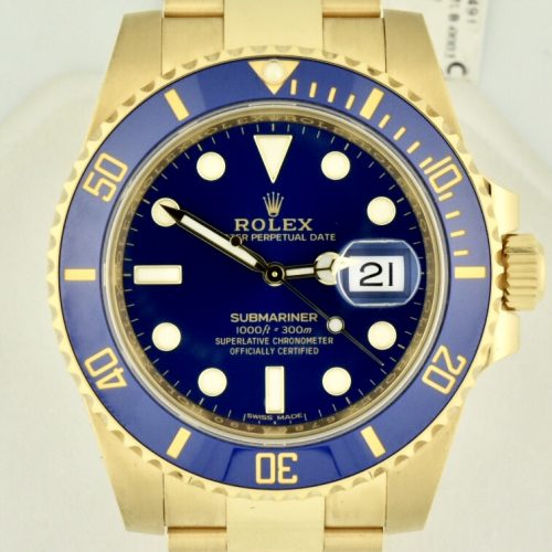 Rolex 116618 submariner 18k gold blue dial for sale