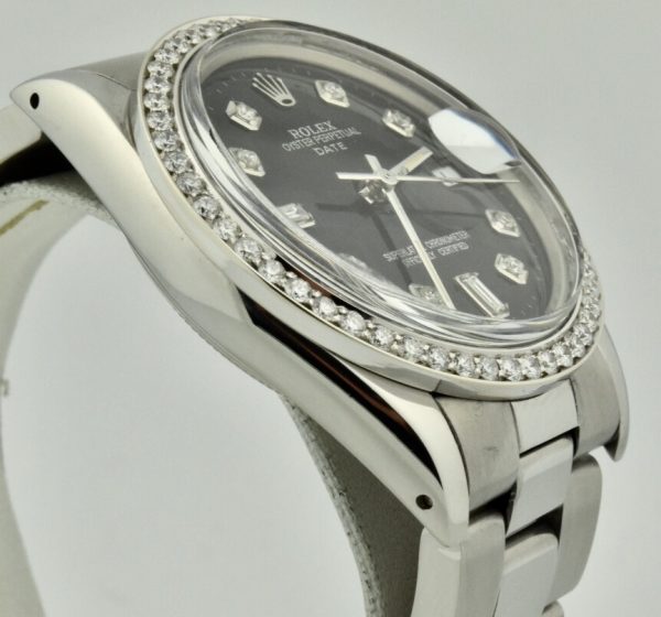 rolex date 15000 black diamond dial