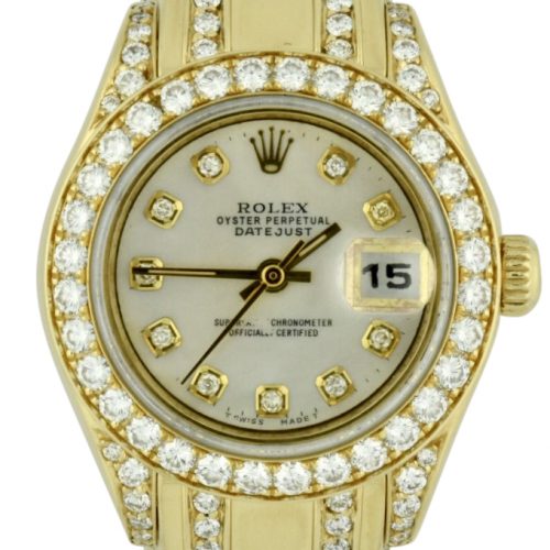 Ladies Rolex Pearlmaster diamond bezel watch