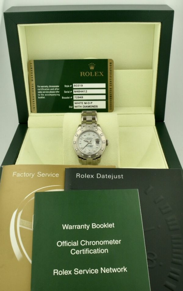 ladies rolex datejust pearlmaster 18k diamond dial for sale