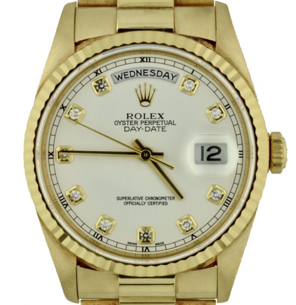 Rolex President Shantung silk diamond dial