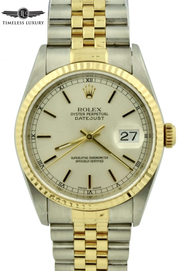 2000 rolex datejust 16233 silver dial for sale