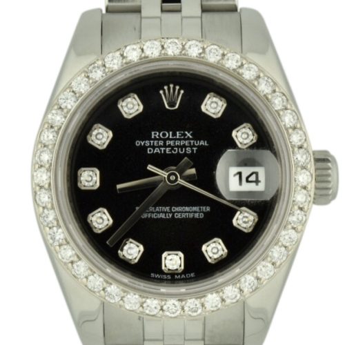 Ladies rolex datejust 179174 diamond bezel