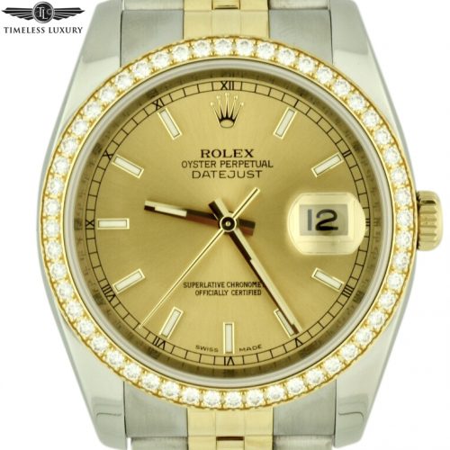 Rolex datejust 116243 diamond bezel watch