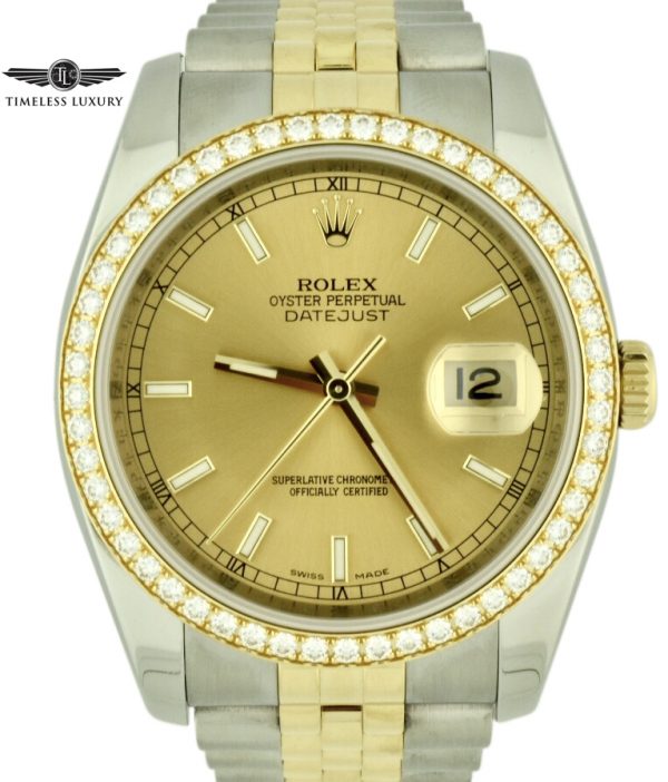 Rolex datejust 116243 diamond bezel watch