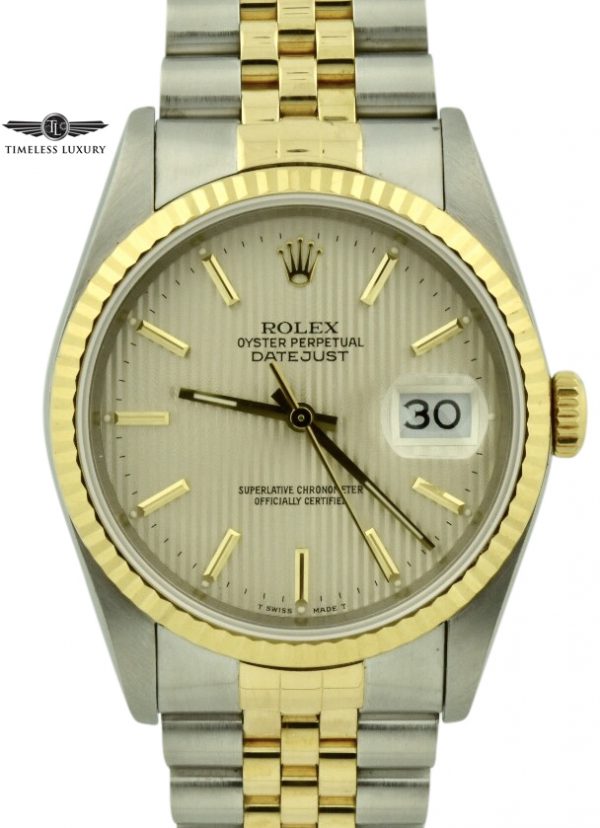 1989 Rolex Datejust 16233 Silver Tapestry Dial
