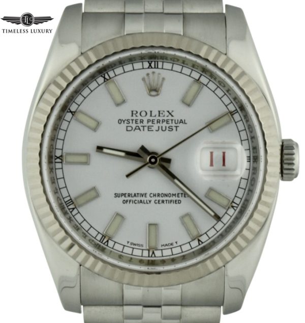 2007 rolex datejust 116200 white dial