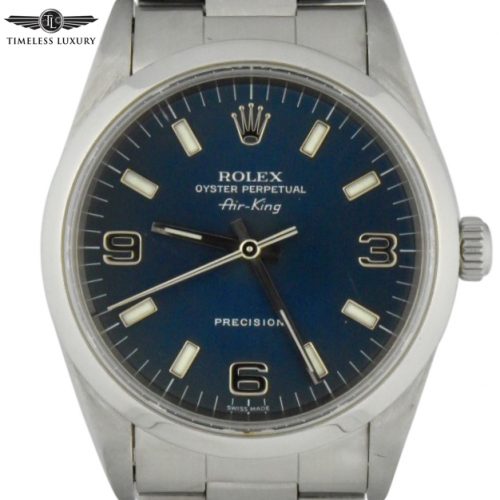 1999 rolex air king 14000 blue dial