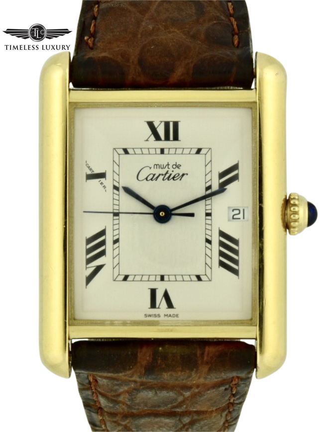 Tank must watch Cartier Gold in Gold plated - 32845810