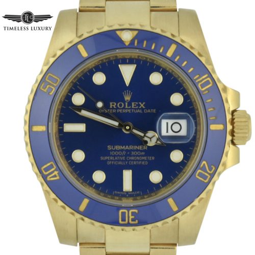 Rolex submariner 116618 18k yellow gold blue dial