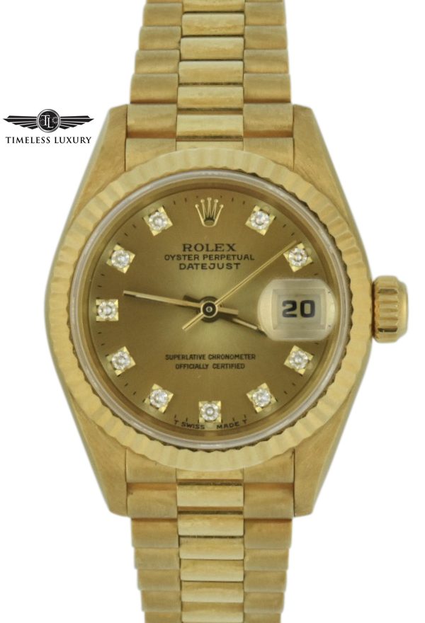 1993 ladies rolex president 69178 diamond dial
