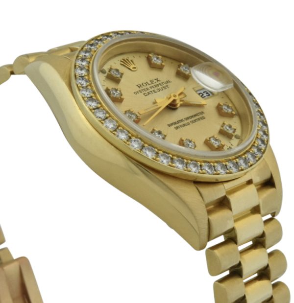 ladies rolex president diamond bezel