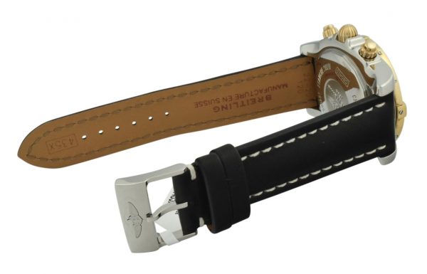 breitling black leather strap