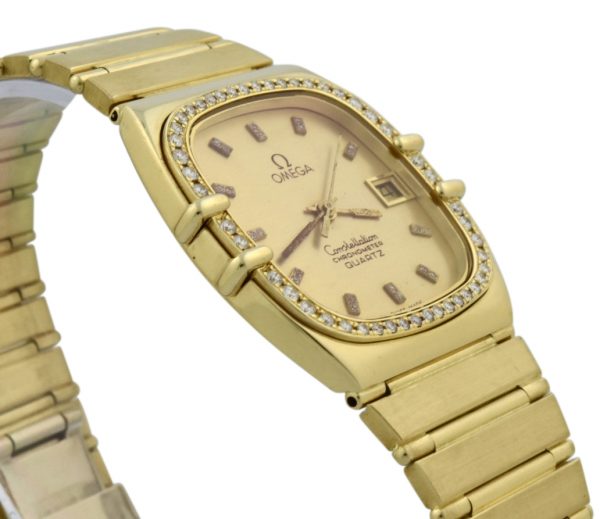 omega constellation 18k gold diamond bezel