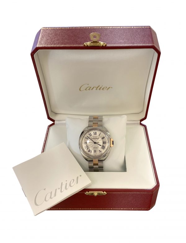 Men's cartier clé w2cl0002 40mm steel & rose gold