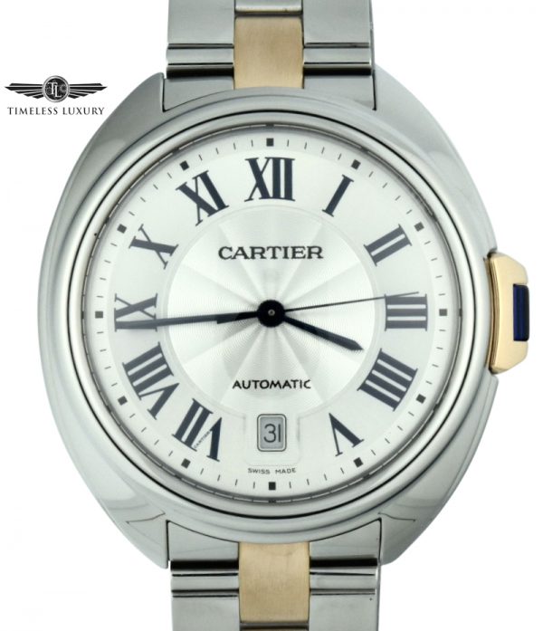 men's cartier cle w2cl0002 40mm steel & rose gold