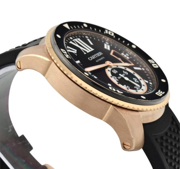 Men's cartier calibre diver 18k rose gold watch