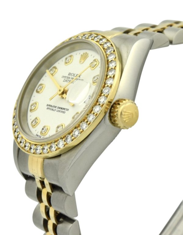 Lady rolex datejust 69173 white diamond dial