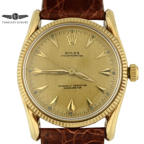 Vintage 1957 Rolex 6593 BomBay Lugs Gold watch