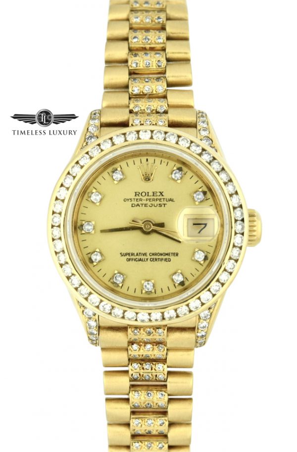 Ladies Rolex president 69178 diamond band watch