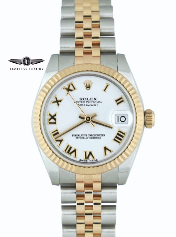 Ladies rolex 178271 steel & rose gold white dial