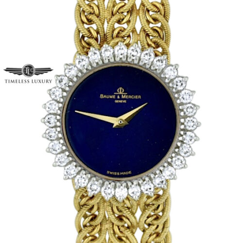 Ladies Baume & Mercier lapis lazuli dial gold watch