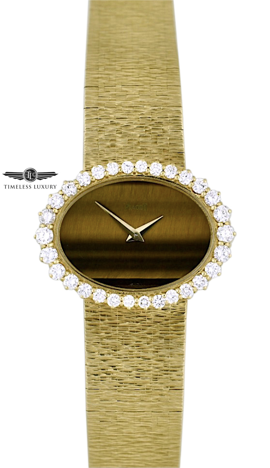 Ladies Piaget Tiger eye dial diamond watch 98311A6