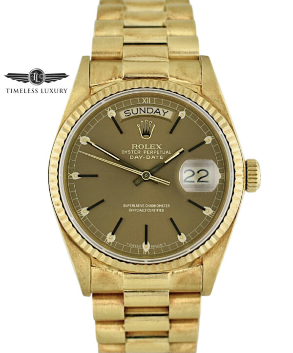 1985 Rolex Day-Date President 18038 bronze brown dial