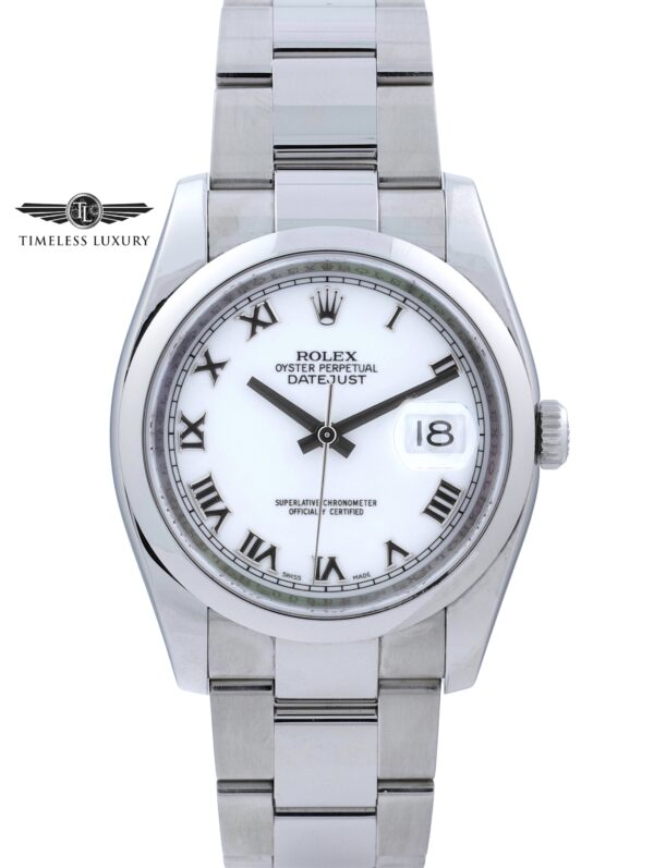 2008 Rolex Datejust 116200 White Roman Dial