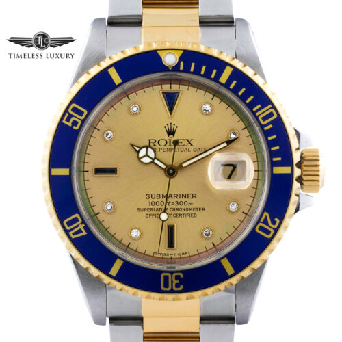 1999 Rolex Submariner 16613 champagne serti dial