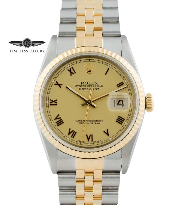 Rolex Datejust 16233 Champagne Roman Dial copy 1 600x680 - Rolex Datejust 36mm