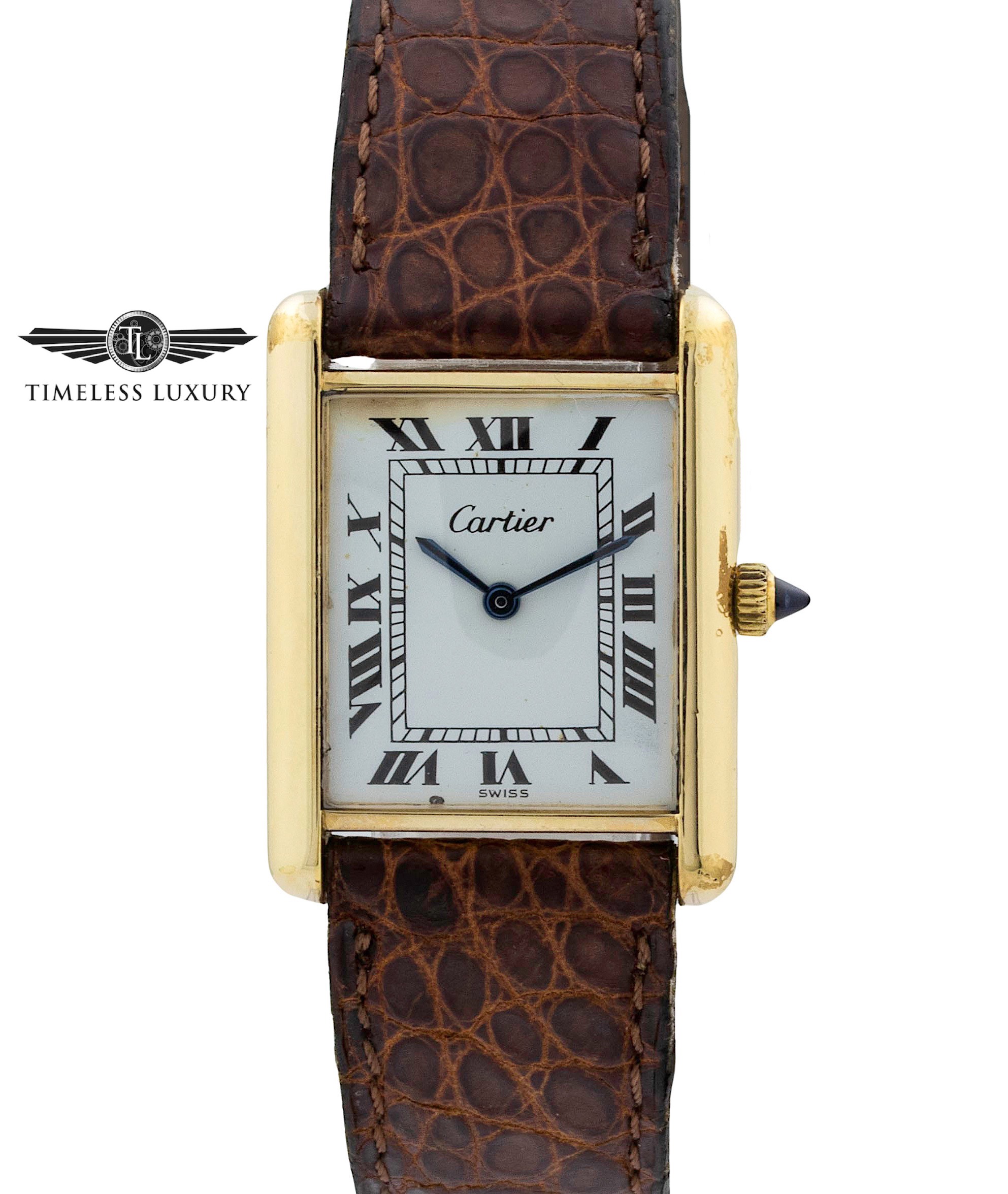 Cartier Tank .925 Gold Vermeil 23mm White Dial Manual Wind