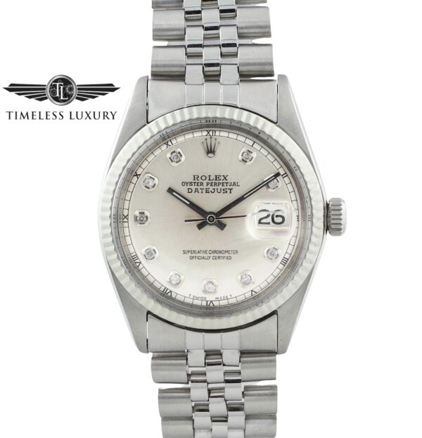 1970 Rolex Datejust 1601 Silver diamond dial