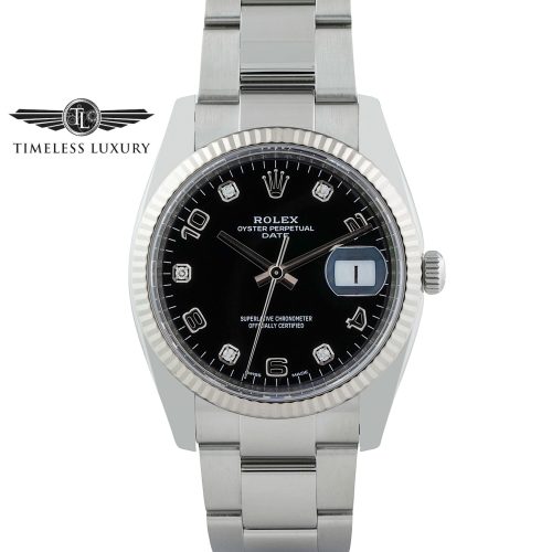 2021 Rolex Date 115234 black diamond dial
