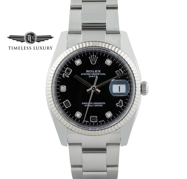2021 Rolex Date 115234 black diamond dial